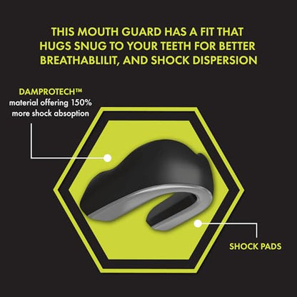 DAMAGE CONTROL Extreme Impact Sports Mouth Guard w/Case – Black - color: Black, size: Adult
