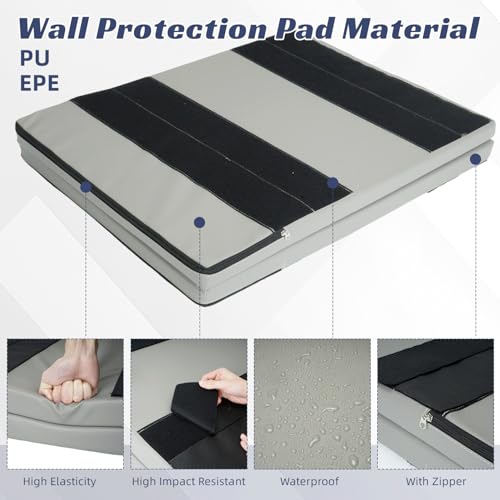 1-Piece Wall Pads for Gym, 2" Thick Wall Cushion Padding Basketball Court Garage Wall Mount Protector, 60" L x 24" W Anti Collision Exercise Mats for Basement Taekwondo - color: gray