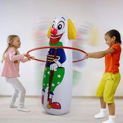 Jet Creations Inflatable Clown Punching Bag, 42" Tall | clown figure bop bag with weighted water base - you fill in water up to 1 gallon; for home activity, stress relief, parties