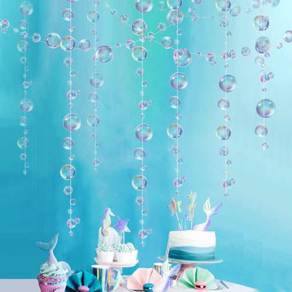Decor365 Little Mermaid Party Decorations Purple Blue Bubble Garlands Hanging Bubbles Streamer Banner Backdrop Decor Ocean Theme Under The Sea Decor Beach Pool Side Girls Birthday Party Supplies