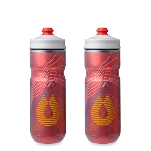 HydraPak Polar Surge Insulated Bike Water Bottle (20oz, Ascent Red) | High Flow, BPA Free, Tri-Layer Insulation, Leakproof, Easy Squeeze, Self-Sealing Cap, for Biking - color: Ascent Red, style: 20oz/600ml