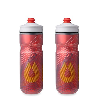 HydraPak Polar Surge Insulated Bike Water Bottle (20oz, Ascent Red) | High Flow, BPA Free, Tri-Layer Insulation, Leakproof, Easy Squeeze, Self-Sealing Cap, for Biking - color: Ascent Red, style: 20oz/600ml