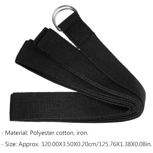 Black Polyester Cotton Xmas Yoga Stretching Strap 3.2m for Yoga Workout