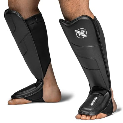 Hayabusa T3 Full-Back Shin Guards - color: Black, size: Medium