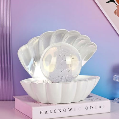 Shell Pearl Beach Themed Night Light, RGB 8 Colors Changing Mood Shell Pearl Lamps, Bedside LED Clamshell Portable Night Lights for Bar (Large White Shell) - color: Large white shell