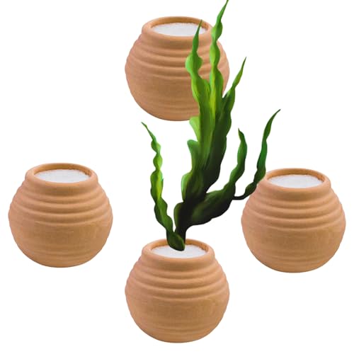 4 PCS Aquatic Plants Fixed Ring Set, Anti-Floating Ceramic for Fixing Water Plants Fish Tank Landscaping Ornaments Aquarium Decoration (Red) - color: Red