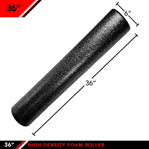 JFIT High Density Foam Roller – EPP Deep Tissue Massage Roller for Muscle Recovery, Myofascial Release & Stretching - color: Black (New), size: 36-Inch