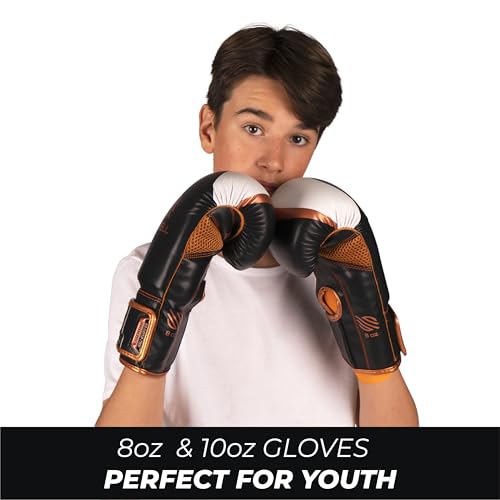 Sanabul Essential Gel Boxing Gloves for Men & Women, Kickboxing MMA, Muay Thai Gloves and Heavy Bag Training Punching & Sparring - color: Black/Copper, size: 8 oz