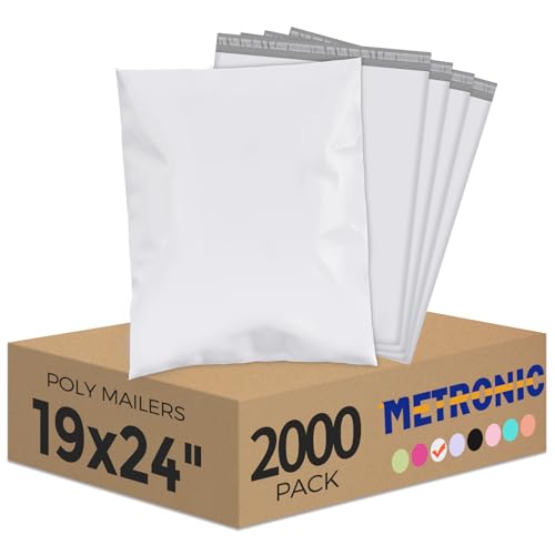 Metronic Poly Mailers 19x24 Inch 2000pcs White, Large Shipping Bags for Clothes,Self Adhesive Shipping Envelopes for Small Business,Waterproof Mailers Poly Bags for Shipping,Packaging Mailing Bags - color: White, size: 19x24" 2000PC