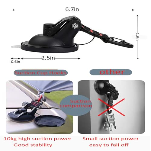 4PCS Suction Cups Heavy Duty with Hooks,Outdoor Strong Suction Cup Wall Anchor for Camping Tarp Accessory,Car Side Awning,RV Boat Window Glass Camping Trap