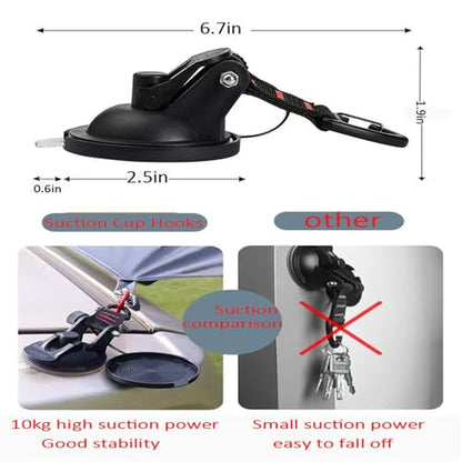 4PCS Suction Cups Heavy Duty with Hooks,Outdoor Strong Suction Cup Wall Anchor for Camping Tarp Accessory,Car Side Awning,RV Boat Window Glass Camping Trap