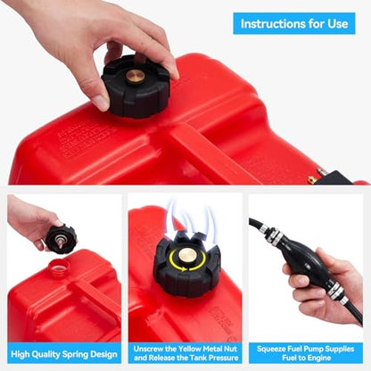 3 Gallon Marine Tank, 12 L Portable Marine Tank, Boat Marine Transfer Tank with Hose, I-Shaped Handle