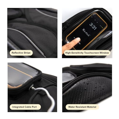 Magnetic Tank Bag for Motorcycles Universal Phone Holder Water Resistant Gas Tank Pouch TB-01K (4 Magnets)