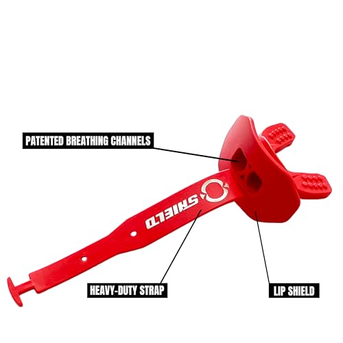 O Shield Striker Football Lip Guard with Permanent Strap - color: Red