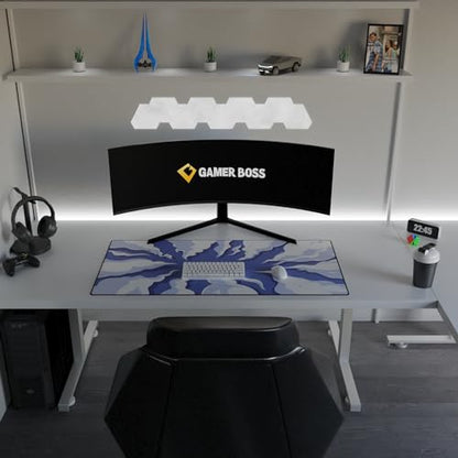Gamer Boss - Gaming Mouse Pad - 48 x 24 Inches - 4mm Thick with Stitched Edges, Non-Slip Rubber Base, Premium Cloth Mousepad, Desk Mat for Laptop, Keyboard, Computer & PC (Mega, Smoke) - color: Smoke, size: 48" x 24"