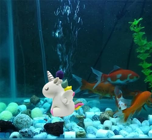 Aquarium Unicorn Air Bubble Maker Decor, Resin Unicorn Air Bubbler with Fixed Air Bubble Stone, Increase Oxygen, Great Landscape for Fish Tank Scenery Decor Ornament Betta Shrimp Tank