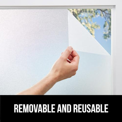 Gorilla Guard Window Privacy Film, Removable Two Way Sun Blocking, Reusable No Residue Stickers, Strong Static Clings to Glass Windows, Decorative Bathroom Door Coverings, 17.5 x 78.7 Inch, Frosted
