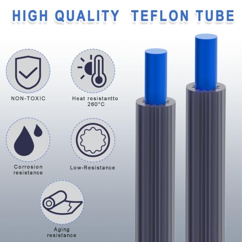 Upgraded PTFE Tube Kit 5M, Low-Resistance Star-Shaped Inner Channel Teflon Tube ID 2.5mm OD 4mm for 1.75mm Filament, with Tubing Cutter, for Bambu lab AMS - color: Grey