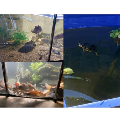 Above Ground Fish Pond with Transparent Window - Durable PVC Canvas, Steel Frame, Drain Valve, Multi-Functional Water Tank for Easy Installation & Outdoor Use - size: 140x140x71cm
