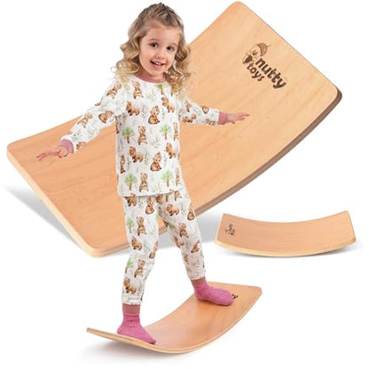 NUTTY TOYS Montessori Wooden Wobble Board for Kids & Adults -100% Natural Wood Balance Board, Waldorf Toddler Balancing Toy, Unique Boy Girl Open Ended Toy Best Valentines Day & Easter Gifts Idea 2026 - size: Mini