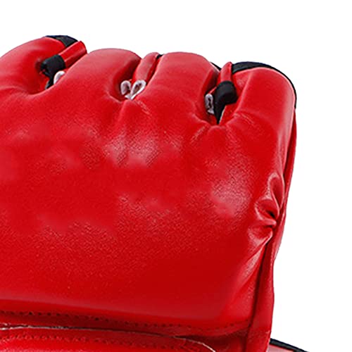 Unisex MMA Gloves, Half Finger Kickboxing Gloves with Open Palm Design for Fighting Training Muay Thai Boxing, Red