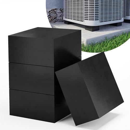 Rubber Anti-Vibration Pads, 4" x 4" x 2" Vibration Isolation Mats, 4 PCS Square Non-Slip Rubber Blocks for Central Air Conditioner Outdoor Unit, HVAC, AC Unit, Air Compressor, Black
