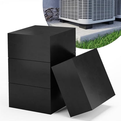 Rubber Anti-Vibration Pads, 4" x 4" x 2" Vibration Isolation Mats, 4 PCS Square Non-Slip Rubber Blocks for Central Air Conditioner Outdoor Unit, HVAC, AC Unit, Air Compressor, Black