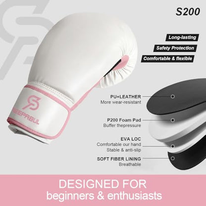 Boxing Gloves for Men & Women, Beginner Kickboxing, 8-16oz - color: Dopamine Pink, size: 8oz