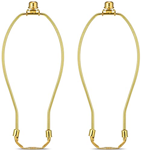 10 Inch Detachable Lamp Shade Harp Holder for Table and Floor Lamps, 2 Set Heavy Duty Lamp Shade Bracket with 3/8 Standard Saddle and Lamp Finial, Polished Brass - color: Polished Brass, size: 10 Inch