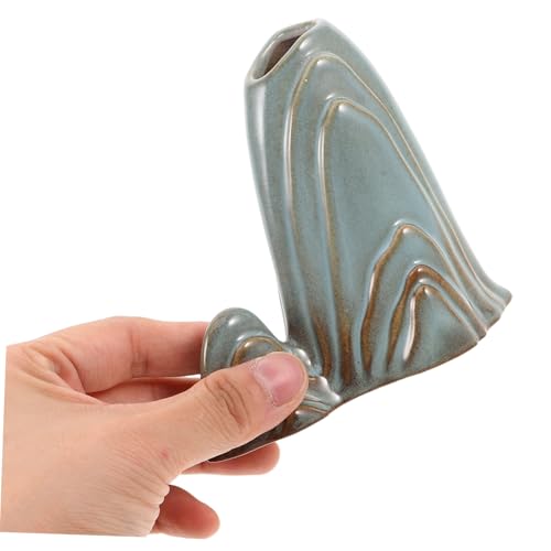 Ceramic Miniature Mountain Figurine Bonsai Decor for Fish Tank Calligraphy Brush Holder Sturdy Landscape Ornament for Zen Garden and