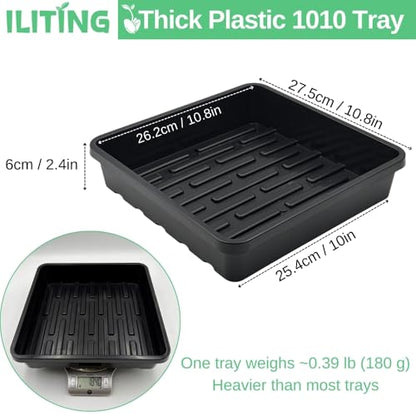 1010 Growing Trays, 10-Pack Heavy Duty Seed Trays 10" x 10" Without Drain Holes for Seedlings, Microgreens, Wheatgrass, Fodder & Hydroponics, Black - size: 10-Pack