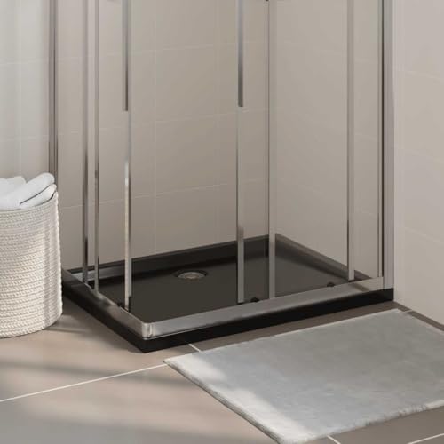 vidaXL Rectangular ABS Shower Base Tray Home Indoor Bath Bathroom Hardware Fixture Plumbing Low Threshold Shower Tray Bath Pan Base Black 27.6"x35.4" - color: Black, size: 27.6" x 35.4"
