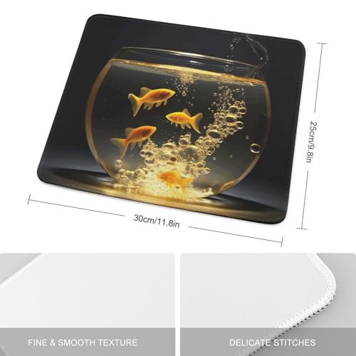Mousepad Fish in Fish Tank MouseMats with Non-Slip Base MousePads for Man Woman Computer Desktop Protection Mat Desk Mat with Stitched Edges - size: 9.8"x11.8"
