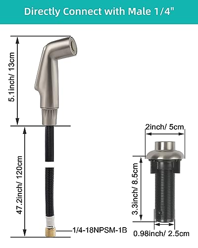 Universal Fit Kitchen Faucet Sprayer Attachment/Hose/Holder Set Compatible with Moen/Delta Faucet Sprayer Replacement, Kitchen Sink Side Sprayer Head, Brushed Nickel