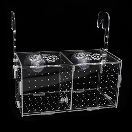 Fish Breeding Box for Aquarium Acrylic Fish Tank Breeder Divider Box with Suction Cups Transparent Hatchery Hanging Incubator for Fishes Shrimp Clownfish and Guppy 7.2" x 3.5" x 3.3"