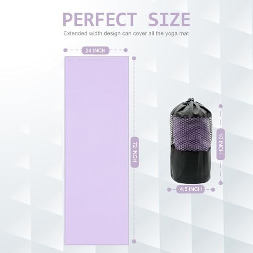 Eunzel Non Slip Hot Yoga Mat Towel with Grip Dots, 72" x 24" - color: Taro Purple