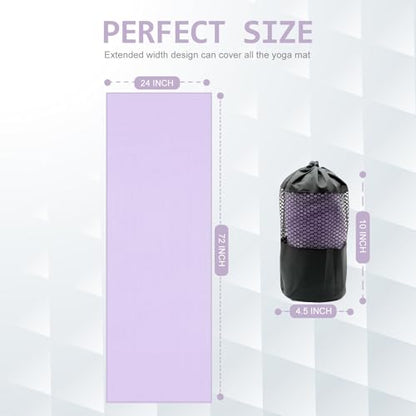 Eunzel Non Slip Hot Yoga Mat Towel with Grip Dots, 72" x 24" - color: Taro Purple