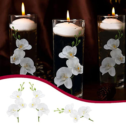24 PCS White Orchids Artificial Flowers, Mini Cream Floating Flowers Filler Vase Fillers for Floating Candles Wedding Centerpiece Table Party Home Restaurant Decoration - size: 24 PCS Artificial Mini Orchids