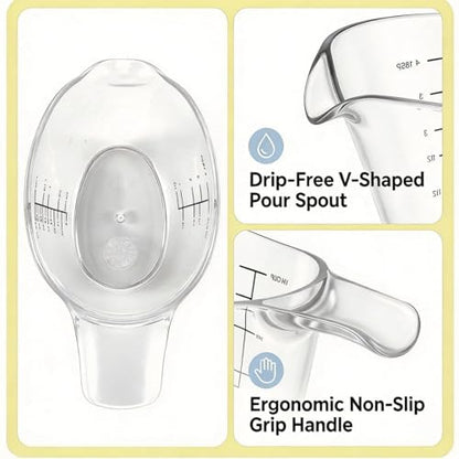 2-Pack Small Measuring Cups, 2 oz/60 ml Mini Measuring Cups, with Small Spoon/Large Spoon/Ounce/Milliliter Markings, Transparent 2 oz Cups, For Kitchen and Laundry