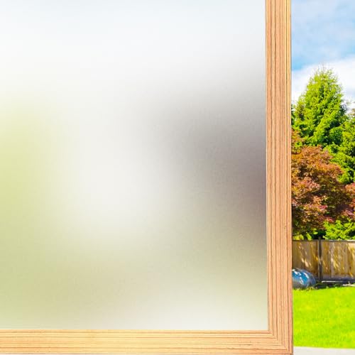 Frosted Glass Window Privacy Film, Static Cling Window Clings for Glass Windows, Non-Adhesive Window Film Decorative for Bathroom Home Office 17.5 Inch X 6.5 Feet - color: Pure Frosted, size: 17.5 Inch x 6.5 Feet