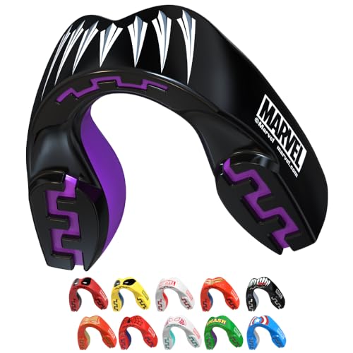 Marvel Black Panther Mouth Guard, Dual Layer Mouthguard Adults with Case, Easy Fit Remoldable Mouthpiece for Football, Boxing, Lacrosse, MMA, Basketball & All Contact Sports (Adult 12+ Years, Black) - color: Black Panther, size: Adult (12+ Years)