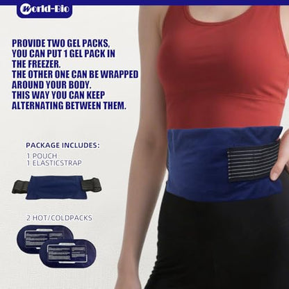 World-Bio Ice Pack for Injuries Reusable, Ice Packs with Adjustable Straps - size: 3 Count 9.8" x 5.1"