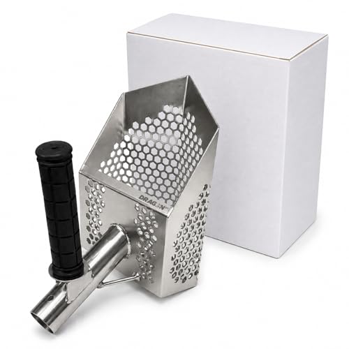 Outlaw Premium Stainless Steel Beach Sand Scoop Sifter with Front Handle and Long Handle Mount