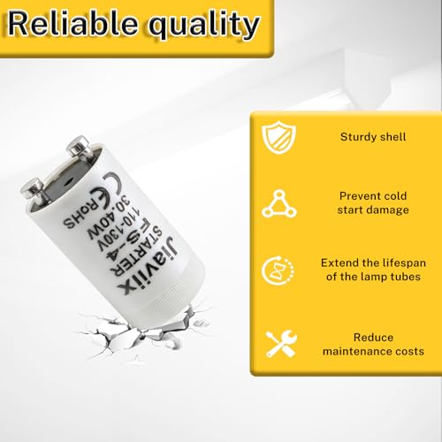 FS-4 Fluorescent Starter 13W, 30W,32W,40W Use in 110-130V Replacement for 44917 150240,CE Certified Fluorescent Tube Neon Starter (4PCS)