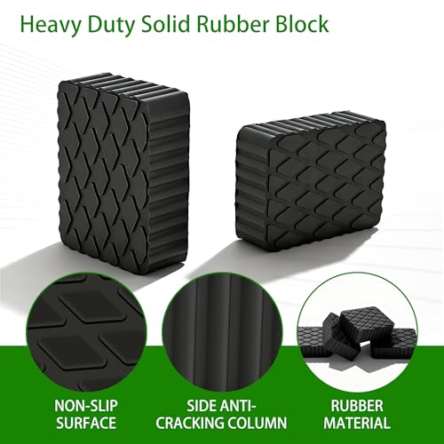 4pcs Solid Rubber Auto Lift Pads, Heavy Duty Car Lift Blocks 6-1/3" x 4-3/4" x 2", Universal Anti-Skid Rubber Spacer Blocks for Car Lift, Jacks and Racks, 3000 LBS Capacity for Each Pad