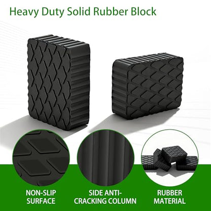 4pcs Solid Rubber Auto Lift Pads, Heavy Duty Car Lift Blocks 6-1/3" x 4-3/4" x 2", Universal Anti-Skid Rubber Spacer Blocks for Car Lift, Jacks and Racks, 3000 LBS Capacity for Each Pad
