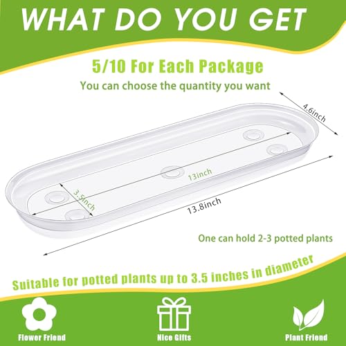 10 Pcs 14 x 4.6 Inch Plant Tray Plastic Plant Saucer Window Sill Tray Rectangular Drip Trays Plastic Oval for Indoors Flower Pots for Window Sills and Shelf - size: 14 x 4.6 Inch