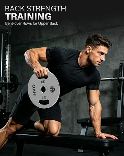 HVO Chrome Olympic Weight Plates with Grip, 2-Inch Standard Plates | Easy Grip Design Secure 2-Inch Fit Durable Construction Balanced Weight Distribution Strength Training Equipment - size: 160LB Set: 1 Pair of each: 10/25/45LB