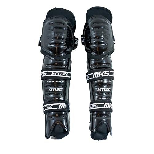 MyLec MK5 Street/DEK Shin Pad, Lightweight & Durable Hockey Accessories, 360° Straps, Hard Front Shells, Breathable Material, Metatarsal Padding Ice Hockey Shin Guards, Foam Rubber - color: Black, size: 15"