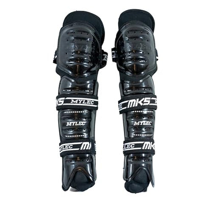 MyLec MK5 Street/DEK Shin Pad, Lightweight & Durable Hockey Accessories, 360° Straps, Hard Front Shells, Breathable Material, Metatarsal Padding Ice Hockey Shin Guards, Foam Rubber - color: Black, size: 11"